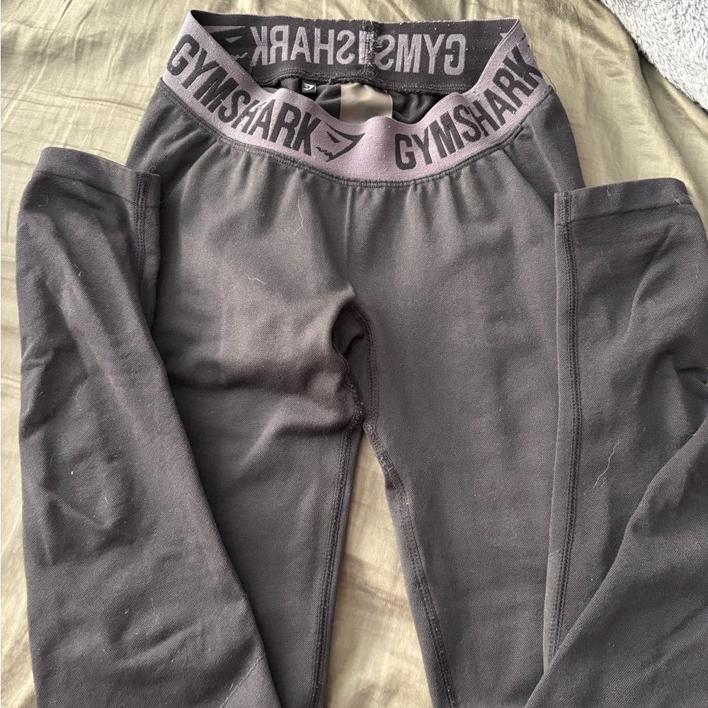 Gymshark Black Leggings with Grey Branded Waistband